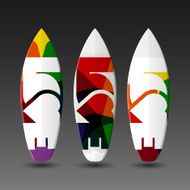 Vector Surfboards Design Template with Abstract &quot;Love&quot; Label N2