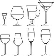 Set of symbols and icons glasses for alcoholic drinks N2