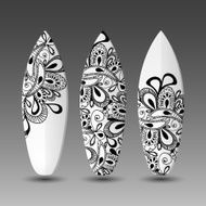 Vector Surfboards Design Template with Abstract Ornamental Pattern