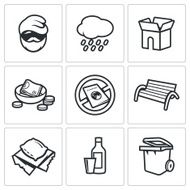 Homeless icons set Vector Illustration N2