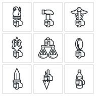 Gods in Greek mythology icons set Vector Illustration