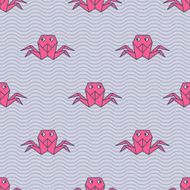 Cute crab origami pattern Sea life illustration