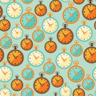 Seamless retro pattern with watches in flat style N2