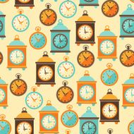 Seamless retro pattern with watches in flat style N3