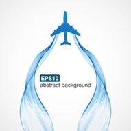 Airplane blue wave smoke background