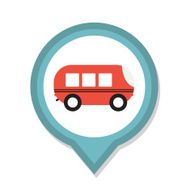 Line Icon with Flat Graphics Element of Bus Vector Illustration N3
