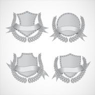 Vector set of shields with Laurel wreaths and ribbons N5