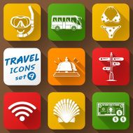 Flat icons set of travel elements N2