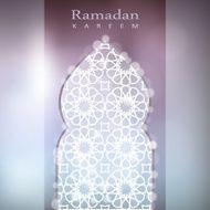 Ornamental mosque window with bokeh lights vector