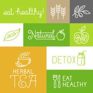Vector healthy and fresh farm products labels