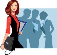 manager woman and staff