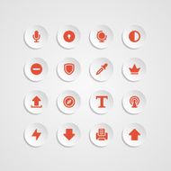 Web site vector icons set bend paper effect N17