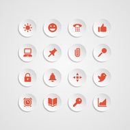 Web site vector icons set bend paper effect N18