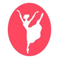 Emblem of dance ballet studio with ballerina silhouette