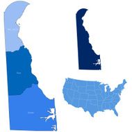 Delaware state &amp; counties map