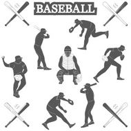 baseball silhouettes on the white background