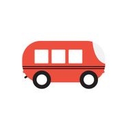 Line Icon with Flat Graphics Element of Bus Vector Illustration N4