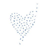 Doves pigeons set heart shape for peace concept and wedding