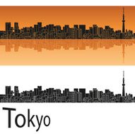 Tokyo skyline in orange background N2