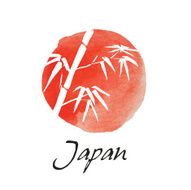 Card with bamboo on white background Hand-drawn ink