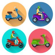 Scooter transport flat icons N2