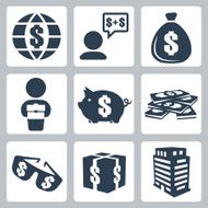 Vector isolated money icons set N4