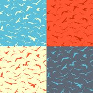 Set of seamless birds patterns