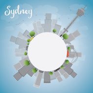 Sydney City skyline with blue sky skyscrapers and copy space N2