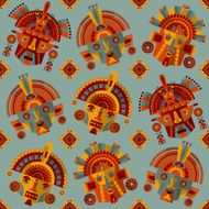 Inca masks Seamless background pattern N2