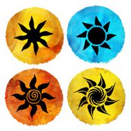 Watercolor sun icons