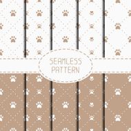 Set of seamless pattern Animal footprints cat dog Wrapping paper N2