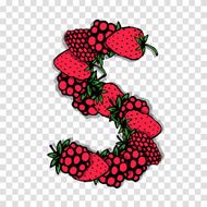 Letter S made from red berries sketch for your design