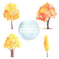 Watercolor autumn trees N3