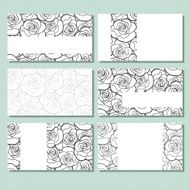 Business cards with roses pattern Vector illustration