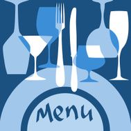 Restaurant menu cover with dishware