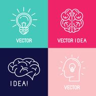 Vector brain logo design elements