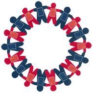 European union and chinese boys circle