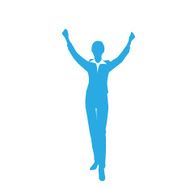 Business Woman Silhouette Excited Hold Hands Up N7