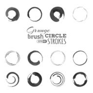 Vector set of grunge circle brush strokes