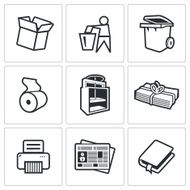 Waste paper icons Vector Illustration