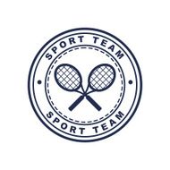 Vintage style tennis label with two rackets Vector logo design