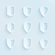 Paper style shield frames Vector icons set