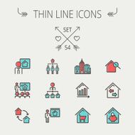 Real Estate thin line icon set N9