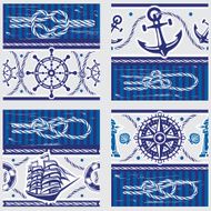 Seampless patterns with Nautical symbols and marine knots