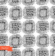 Ornamental black and white seamless floral pattern