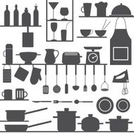 Restaurant and kitchen related objects set
