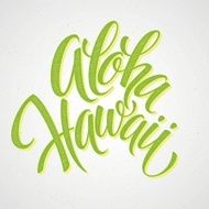 Aloha Hawaiian handmade lettering Vintage textured hand crafted ink drawing N2