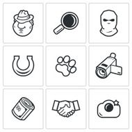 Detective icons set Vector illustration
