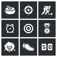 Curling icons set Vector Illustration