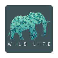 Abstract elephant Mosaic India Africa Vector illustration Wild life N2